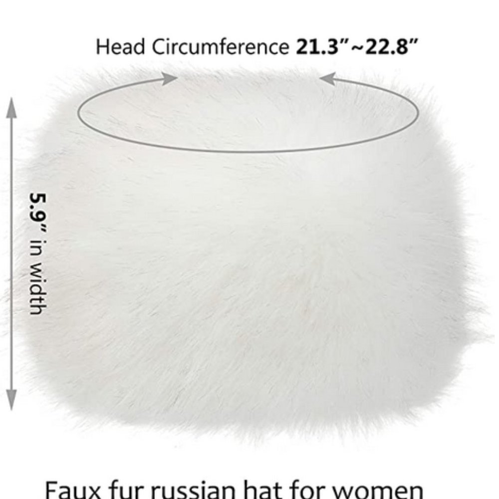 Women's Winter Faux Fur Russian Hat NEW White